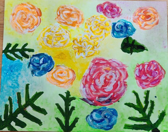 A Rose Bouquet, painting by Saanvi Agarwal