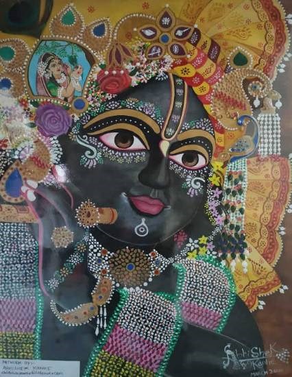 Krishna lost in the world of ‘Radha’, painting by Abhishek Kanhe