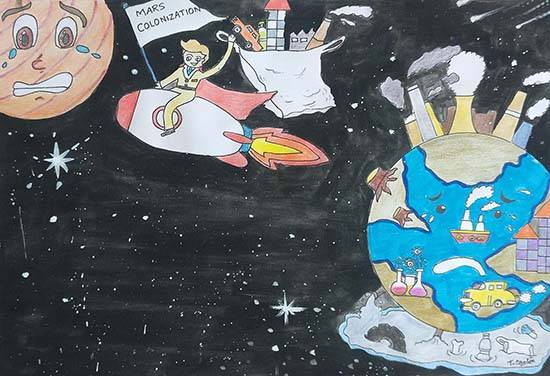 painting by Tanushree Canton - Colonizing Mars
