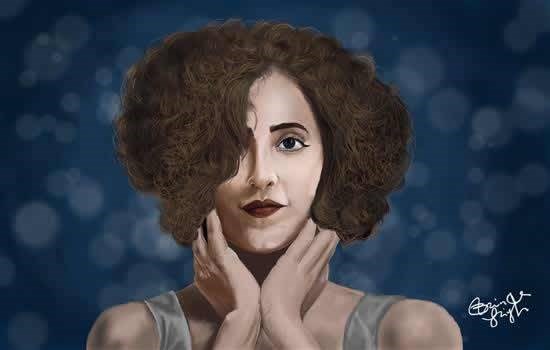 Beauty With Curls, painting by Bhinder Singh