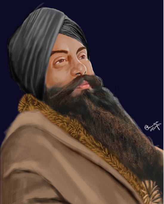 Bir Singh-Punjabi singer, painting by Bhinder Singh