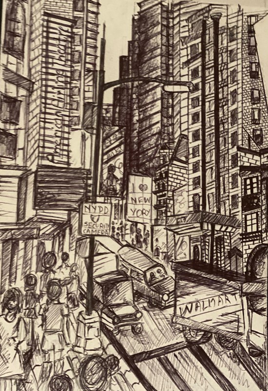 NY Street, painting by Halice Falcao