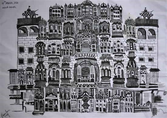 Hawa Mahal, painting by Saloni Jain