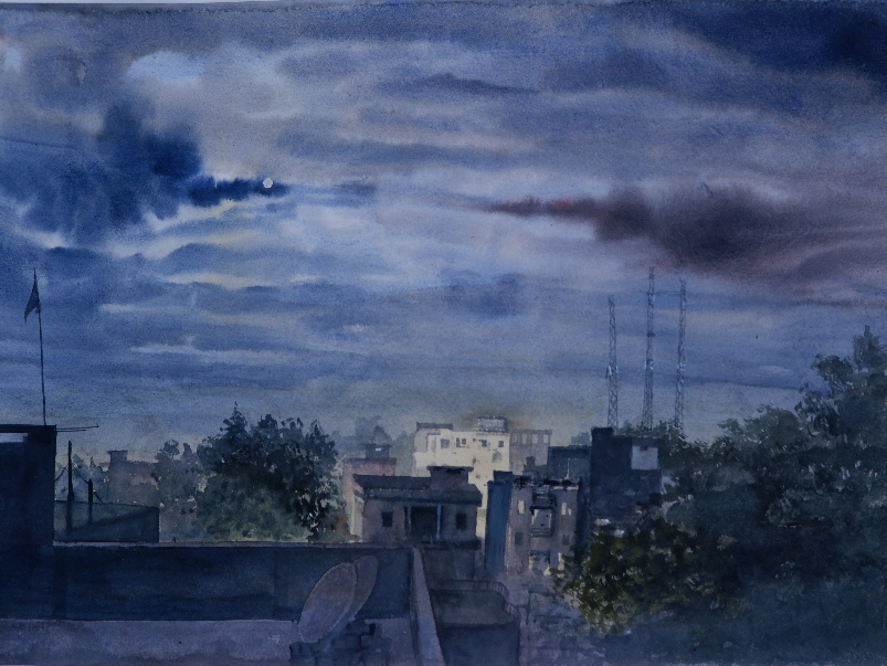 Painting  by Anikesh Verma - Night scape