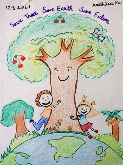 Save Trees, painting by Aadhira MV