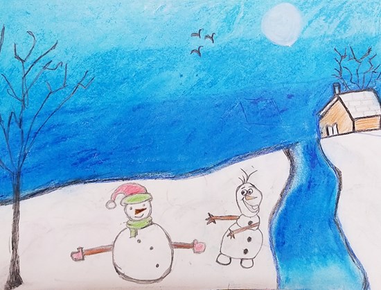My snowmen, painting by Aadhira MV