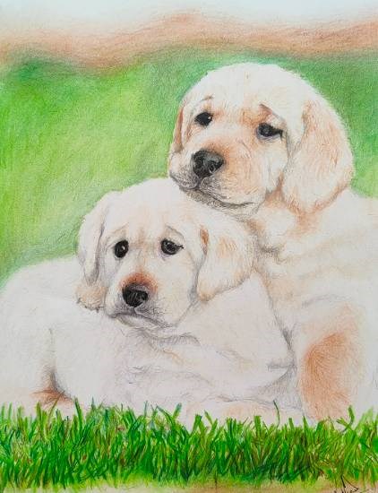 Puppies, painting by Anish Jadhav