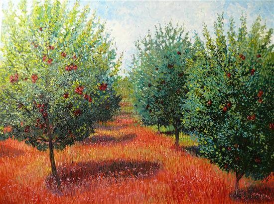 Apple Orchard, painting by Chitra Vaidya