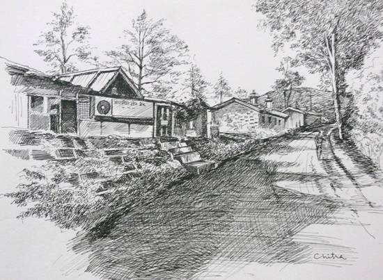 Kumaon Landscape - 25, painting by Chitra Vaidya