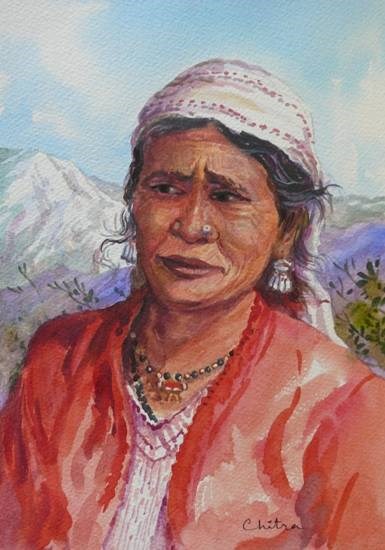 Kumaoni Woman - 2, painting by Chitra Vaidya