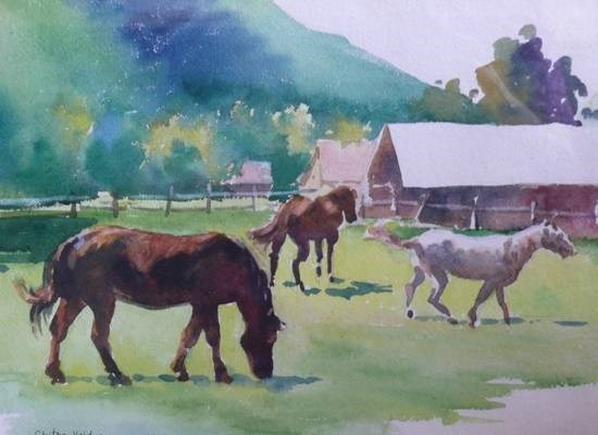 Stud Farm, painting by Chitra Vaidya