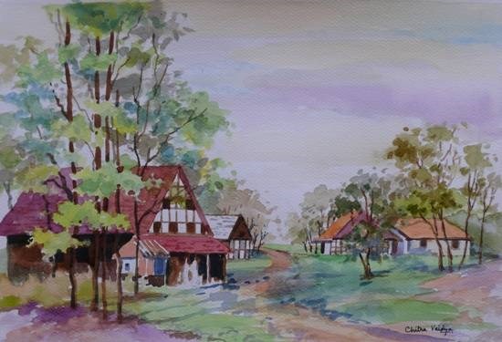 Landscape II, painting by Chitra Vaidya