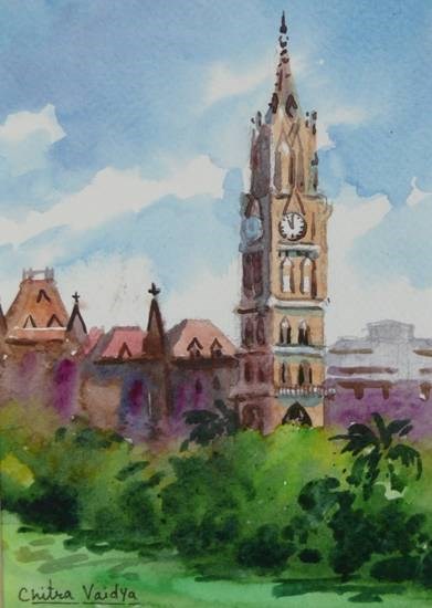 Rajabai Tower, painting by Chitra Vaidya
