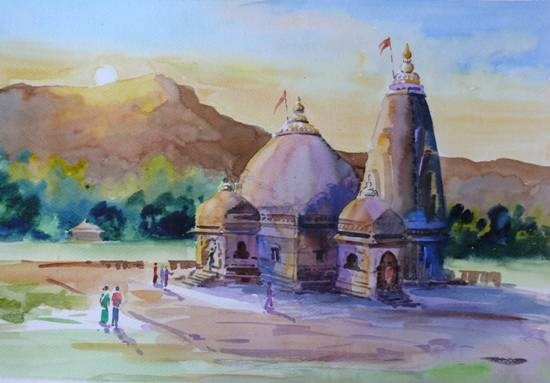 Temple, painting by Chitra Vaidya