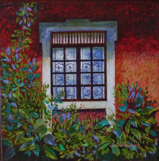 Goan Window - 1, painting by Chitra Vaidya