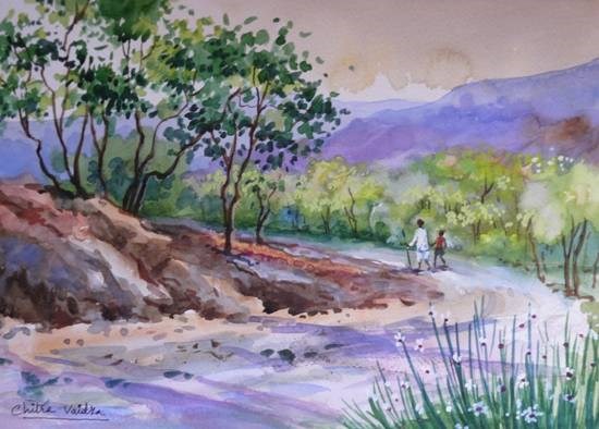 Way to Village, painting by Chitra Vaidya