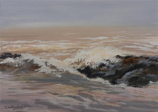 Sea at Harihareshwar - 1, painting by Chitra Vaidya