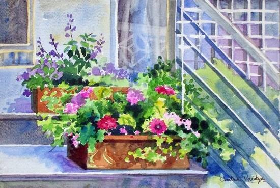 Flowers I, painting by Chitra Vaidya