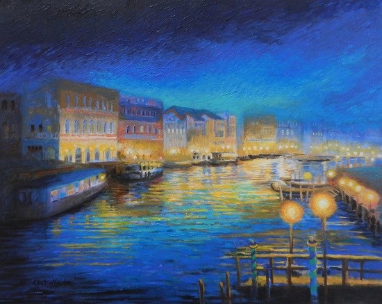 The Blue Night - Venice, painting by Chitra Vaidya