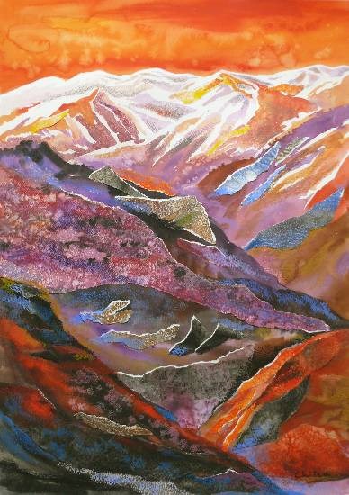 Call of Himalayas, painting by Chitra Vaidya