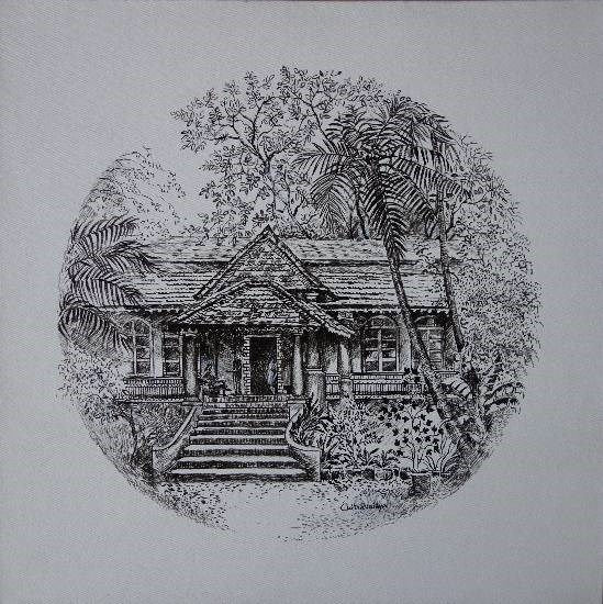 Goan House - 5 (from the painting series - Houses of Goa), painting by Chitra Vaidya