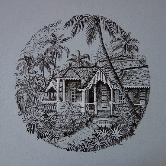 Goan House - 2 (from the series - Houses of Goa paintings), painting by Chitra Vaidya
