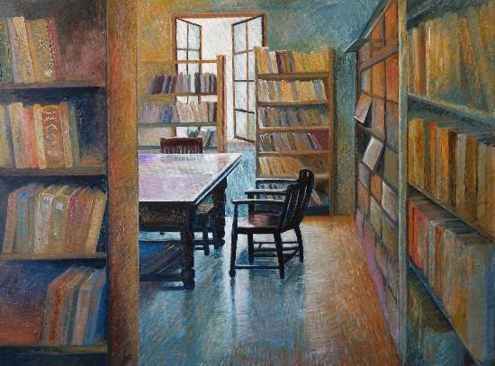 World of Books, painting by Chitra Vaidya