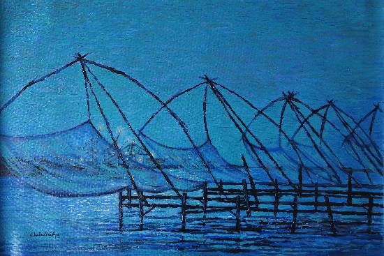 Chinese Fishing Nets, painting by Chitra Vaidya