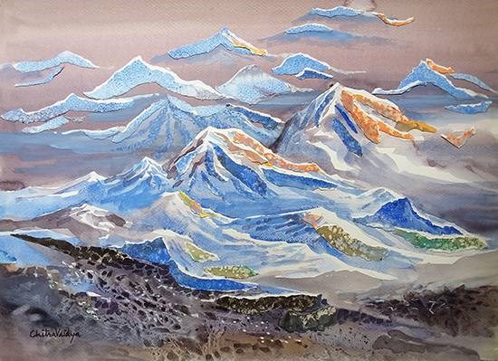 Call of the Himalayas - 3, painting by Chitra Vaidya