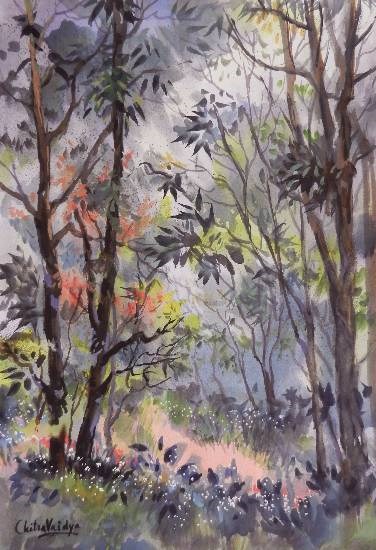 Forest Walk -1, painting by Chitra Vaidya