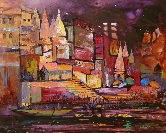 Impressions from Banaras, painting by Chitra Vaidya