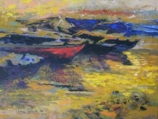 Boats, painting by Chitra Vaidya
