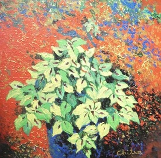 Red & Green, painting by Chitra Vaidya