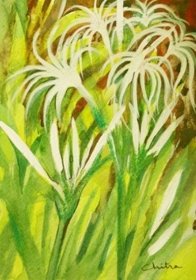 Swamp Lily Flowers, painting by Chitra Vaidya