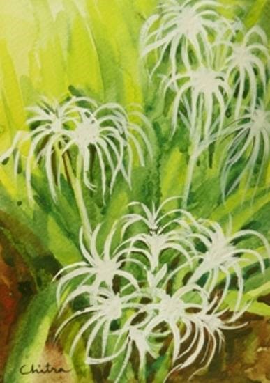 Swamp Lily Flowers-I, painting by Chitra Vaidya