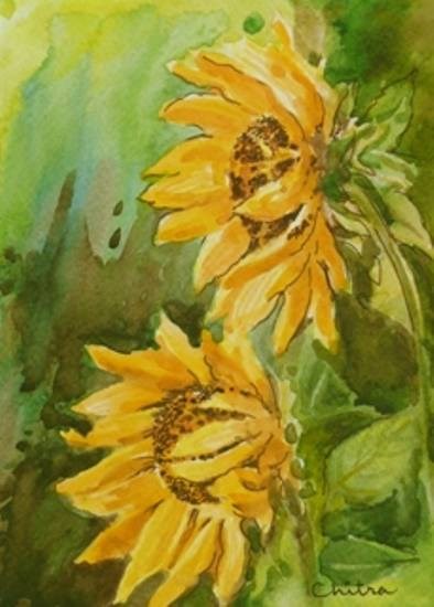 Sunflowers - 9, painting by Chitra Vaidya