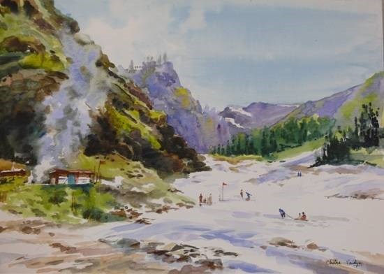 Gulmarg, Kashmir, painting by Chitra Vaidya
