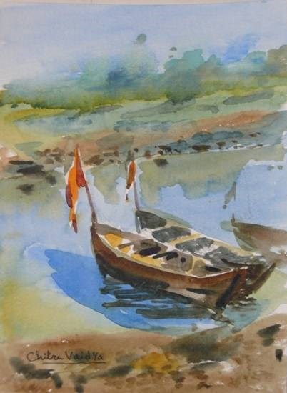 Boats, painting by Chitra Vaidya