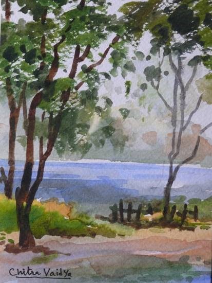 Lake, painting by Chitra Vaidya