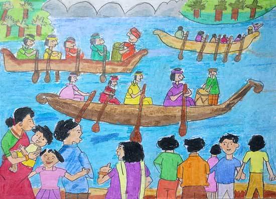 Painting  by Harleen Kaur - Boat Race