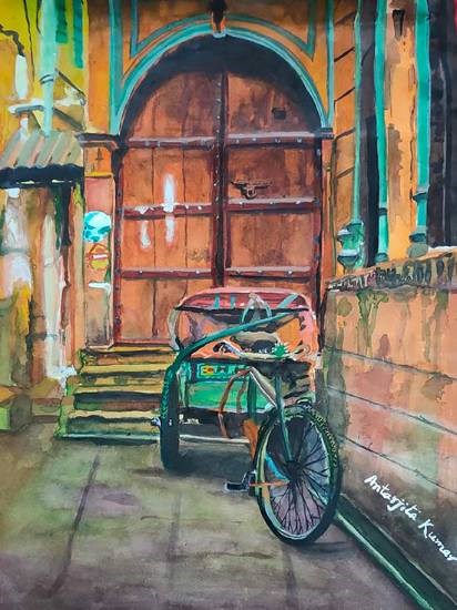Rikshaw painting, painting by Antarjita Kumar