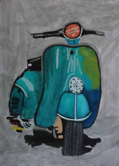 Painting  by Rishabh Shrama - Papa's Scooters