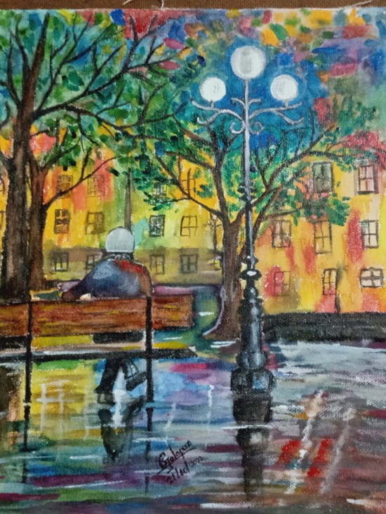 Street, painting by Saraswati Jalapur