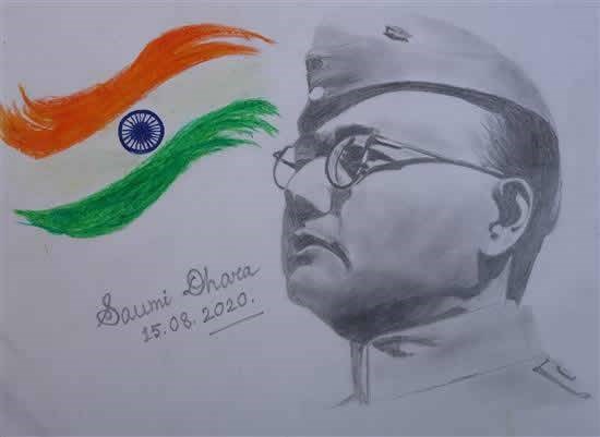 Portrait of Netaji, painting by Saumi Dhara
