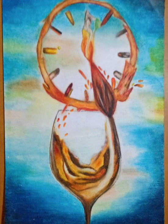The wine glass, painting by Tanvi Rangani