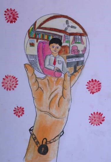 Online Education, painting by SUDEEPTA SARKAR