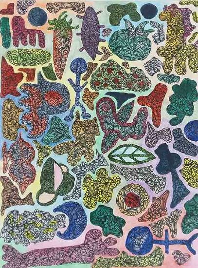 An Exploration into Colour and Shape, painting by Kanishka Bhalotia