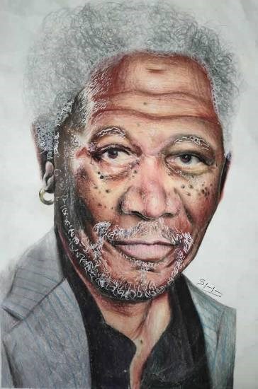 Morgan Freeman, painting by Shriraj Chavan