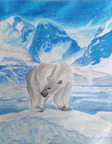 A Polar Bear, painting by Rudranil Das