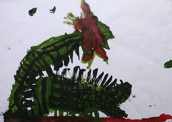 Painting  by Viswajith V - Rampage Crocodile